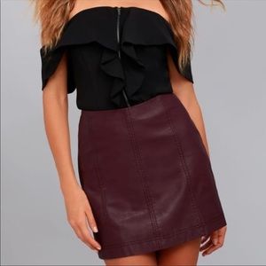 Free People Modern Femme Wine Leather Skirt
